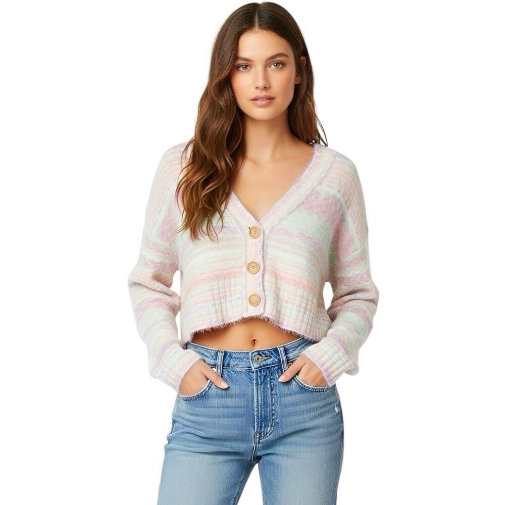 Arizona Womens Sweater Small  Cropped Cardigan Y2k 90s Boho Soft Girl Festival